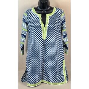 Gretchen Scott S Women Tunic Blouse Floral Geometric Artsy Beach Resort
